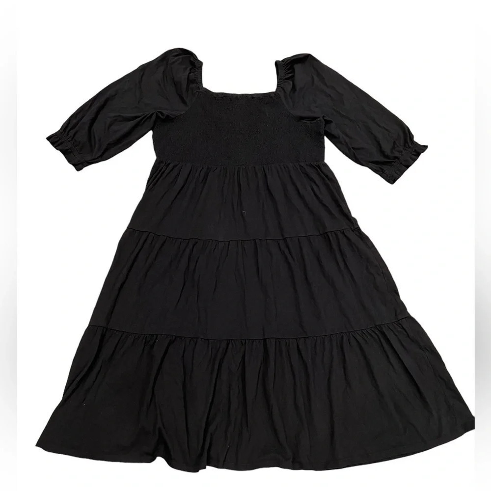NWT J crew tiered smocked midi dress 
Black 
Size 3x